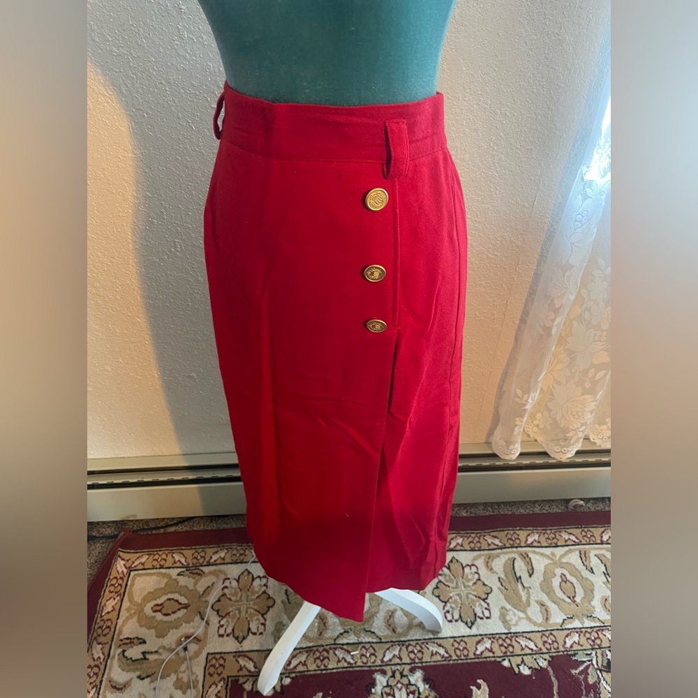 Norton McNaughton: Elegant vintage Red wool skirt - Picture 2 of 6